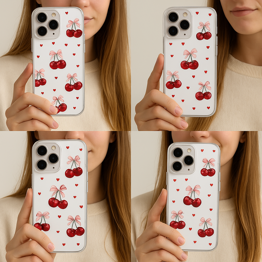 Pink Bow with Cherry Transparent Phone Case โ All Models