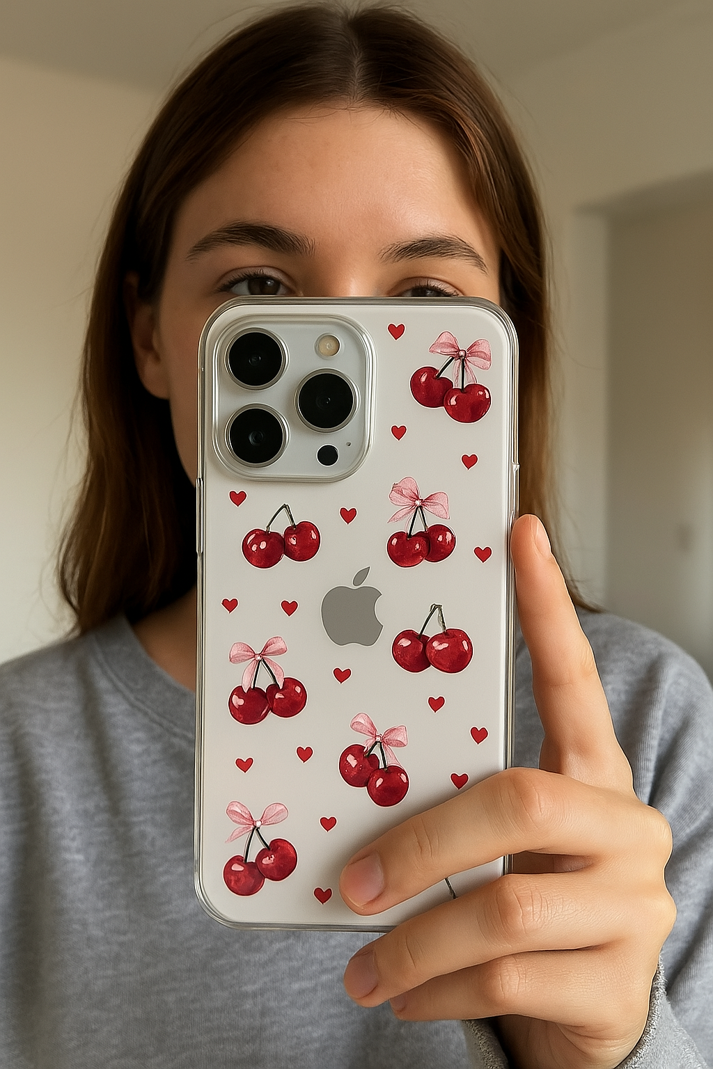 Pink Bow with Cherry Transparent Phone Case โ All Models