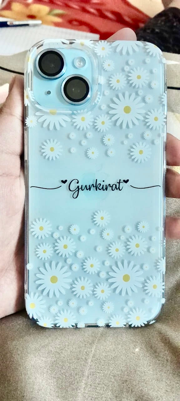 Clear flower phone case with name