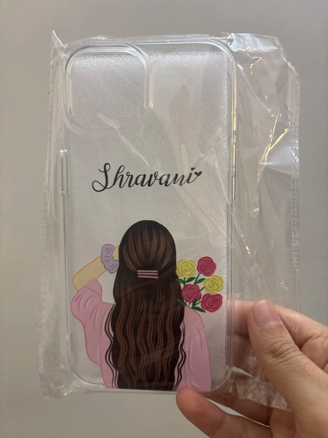 Floral pink girl phone cover for iPhone and Android