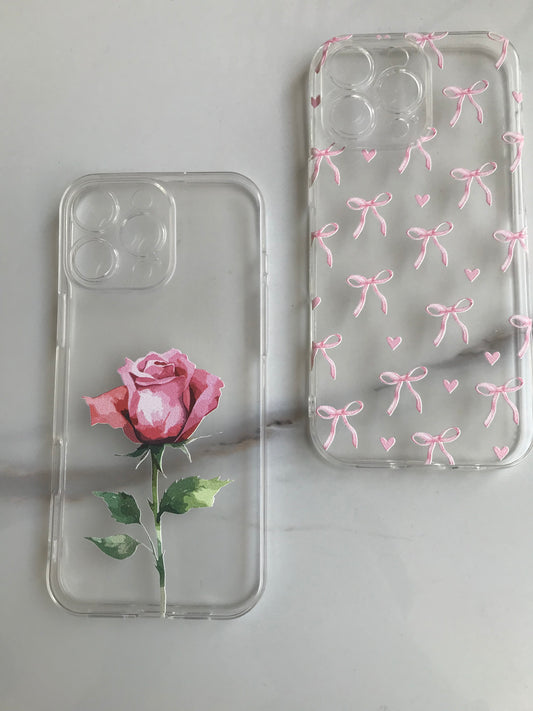 Elegant Rose Clear iPhone Case – Aesthetic Floral Design & Protection