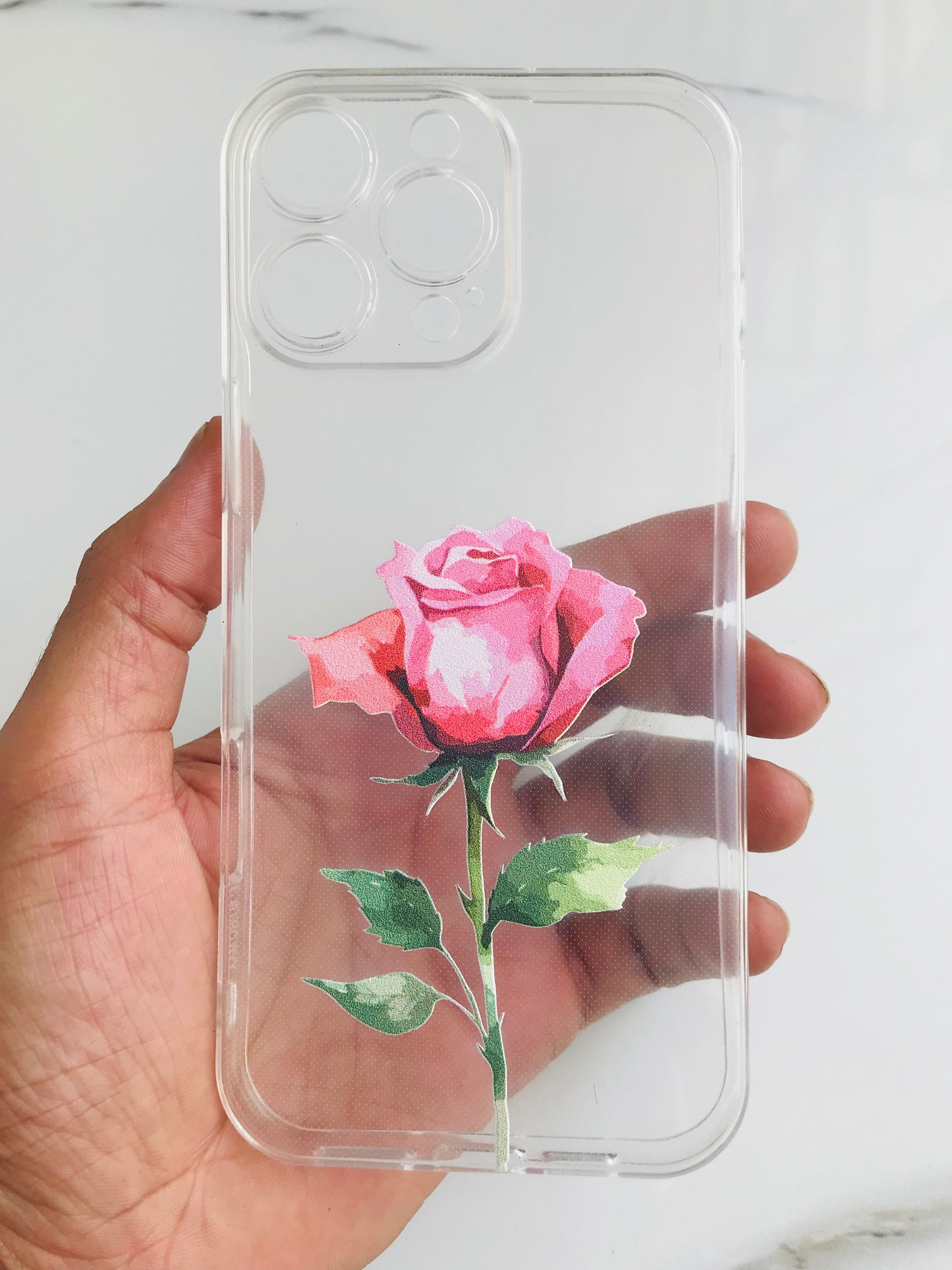 Elegant Rose Clear iPhone Case – Aesthetic Floral Design & Protection