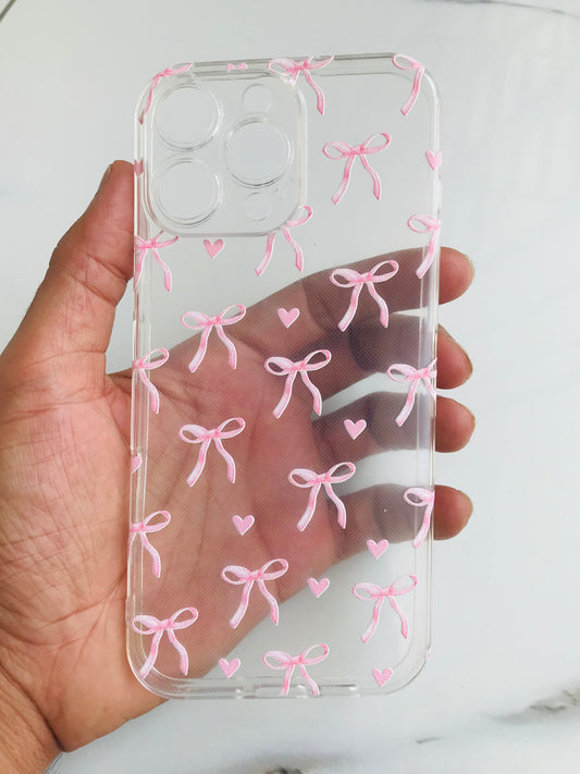 Cute Pink Bow Transparent iPhone Case – Aesthetic & Minimalist Design