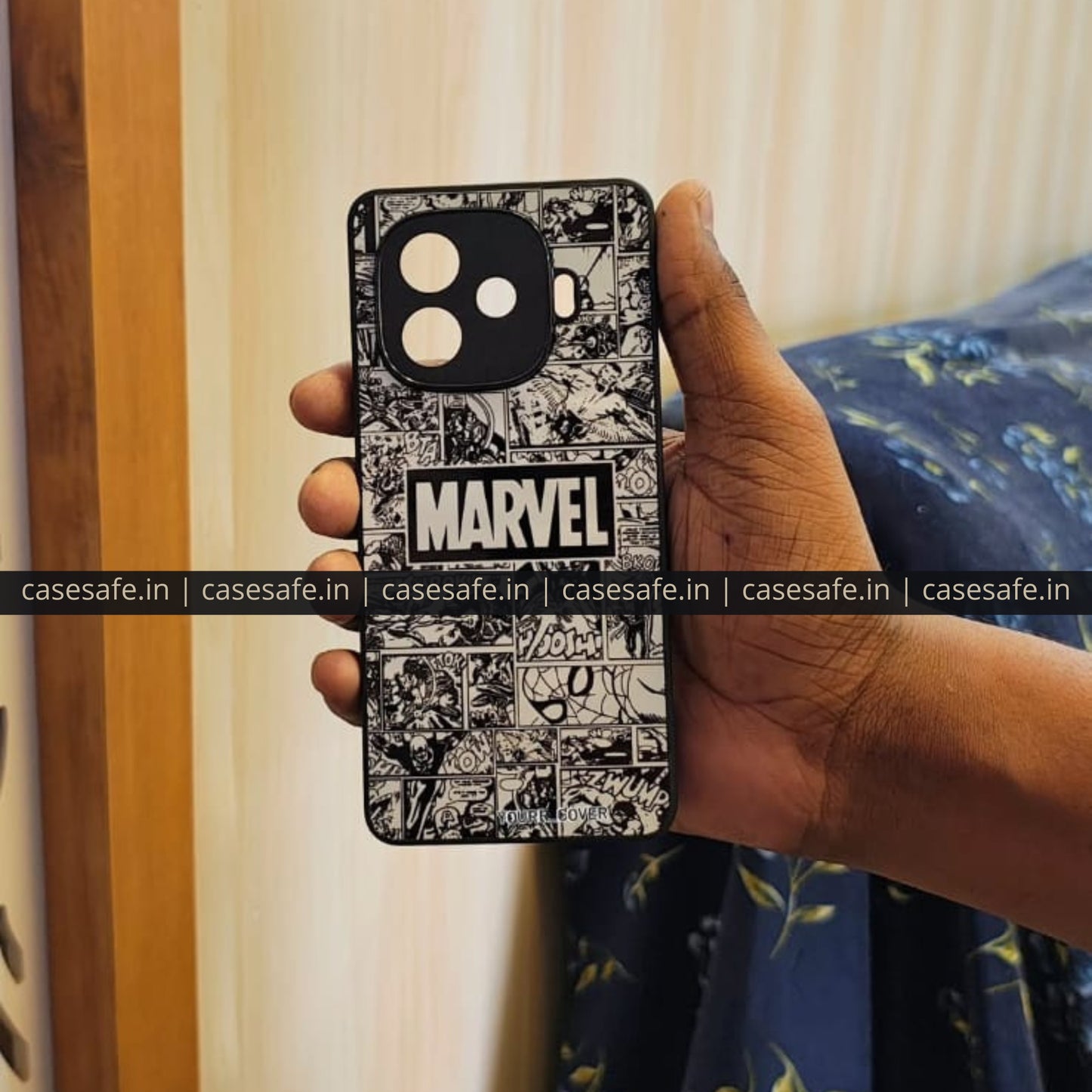 marvel comic phone case black and white design