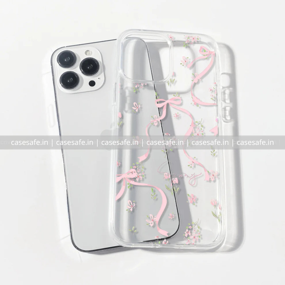 Tiny Pink Floral Bow Clear Phone Case