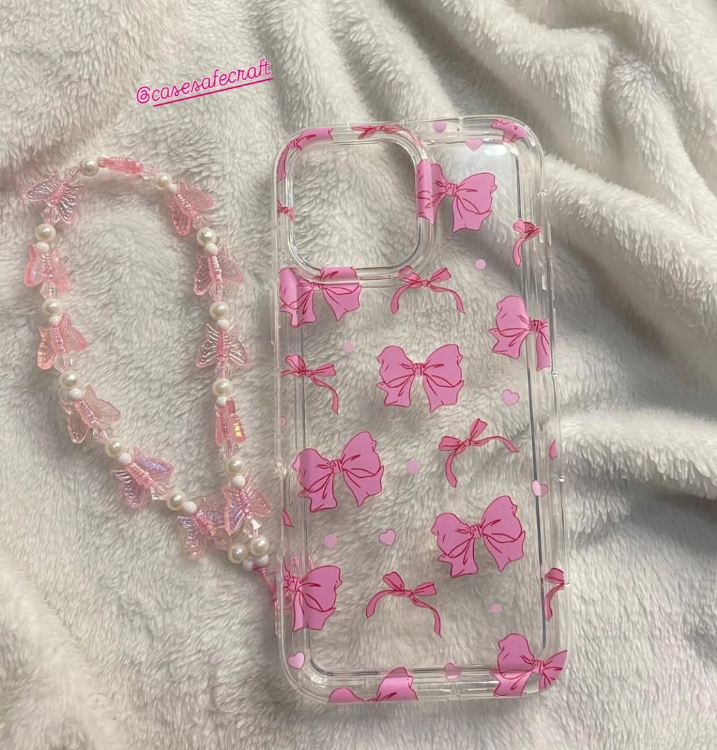 Cute Pink Bow Transparent Phone Case โ Soft & Stylish Cover