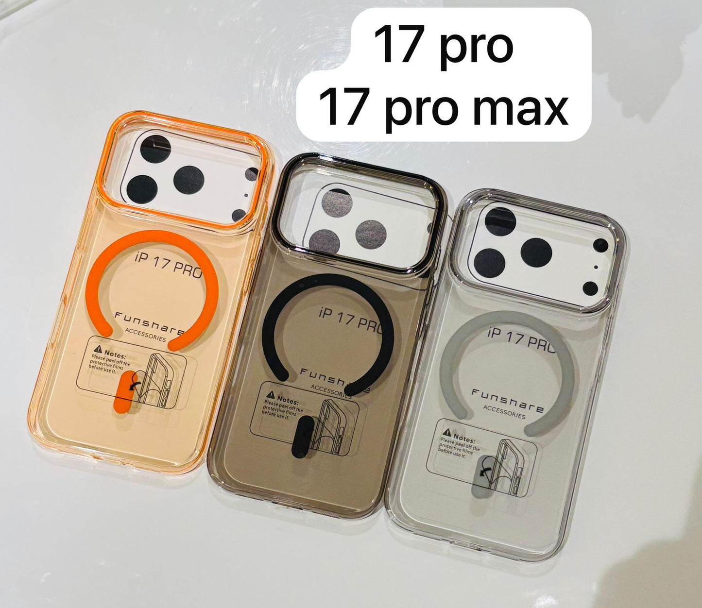 iPhone 17 Series Transparent MagSafe Case – Clear, Orange, Pink, Black, Gold & More