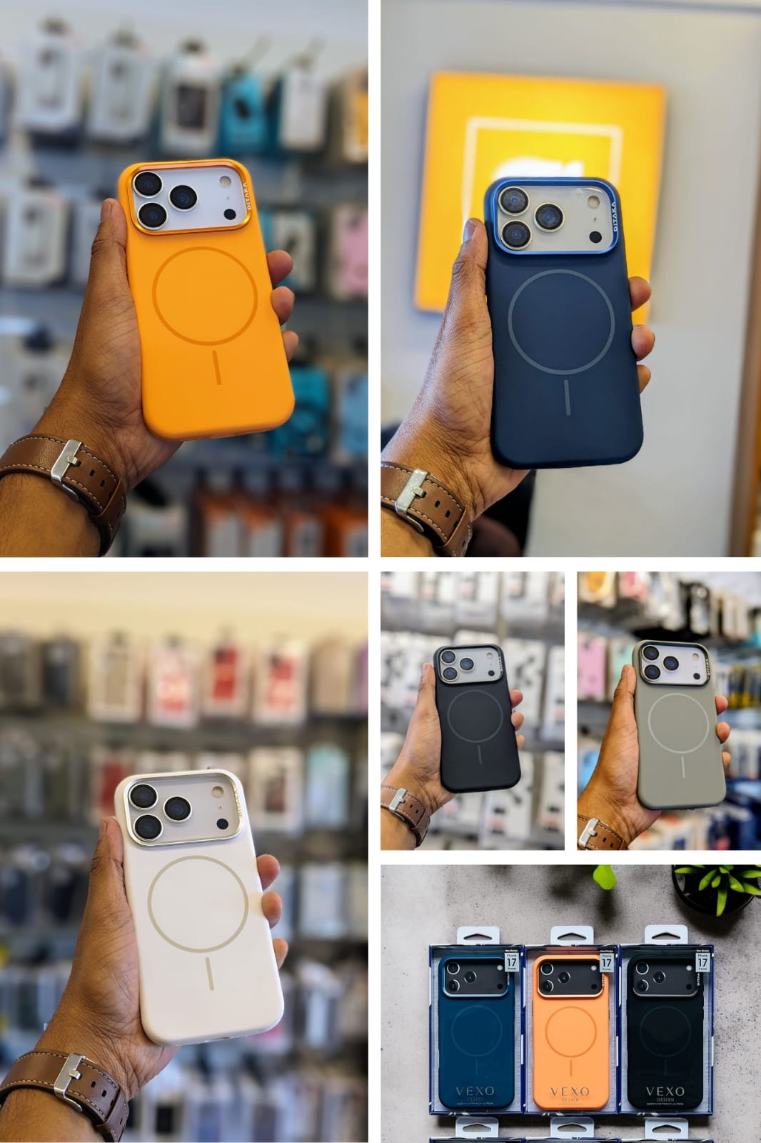 VEXO MagSafe silicone iPhone case with metal camera ring and soft touch finish