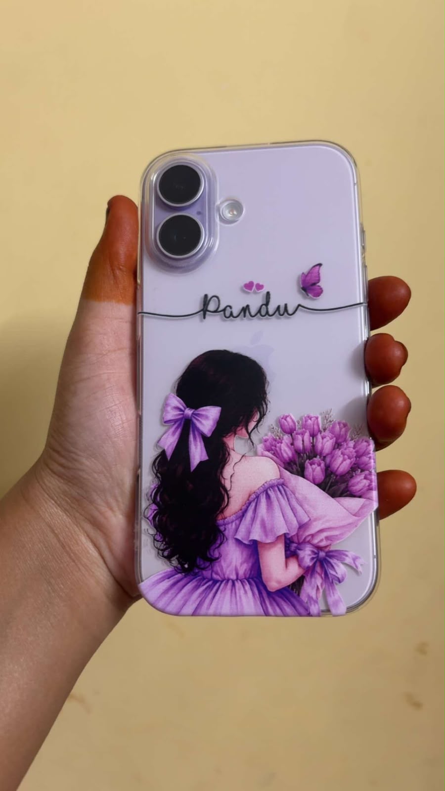 Personalized Name Purple Girl Phone Case with Custom Floral Design for iPhone and Android Models