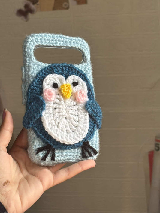 Handmade Crochet Penguin Phone Case | Cute Aesthetic Cover for iPhone & Android
