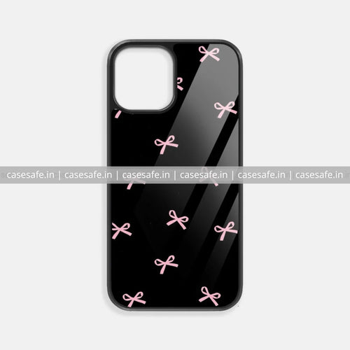 Black & Pink Bow Glossy Phone Case – Classy & Stylish Cover