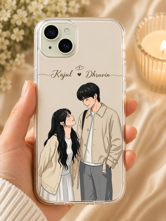 Personalized couple phone case with names, Eyes On You design, CaseSafe.in
