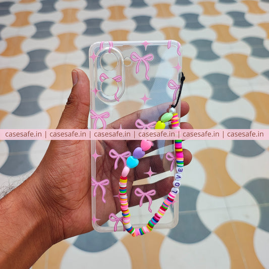 pink bow transparent phone case