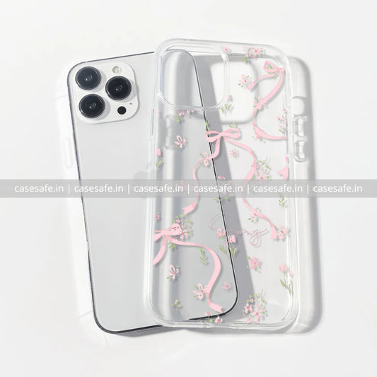 Tiny Pink Floral Bow Clear Phone Case