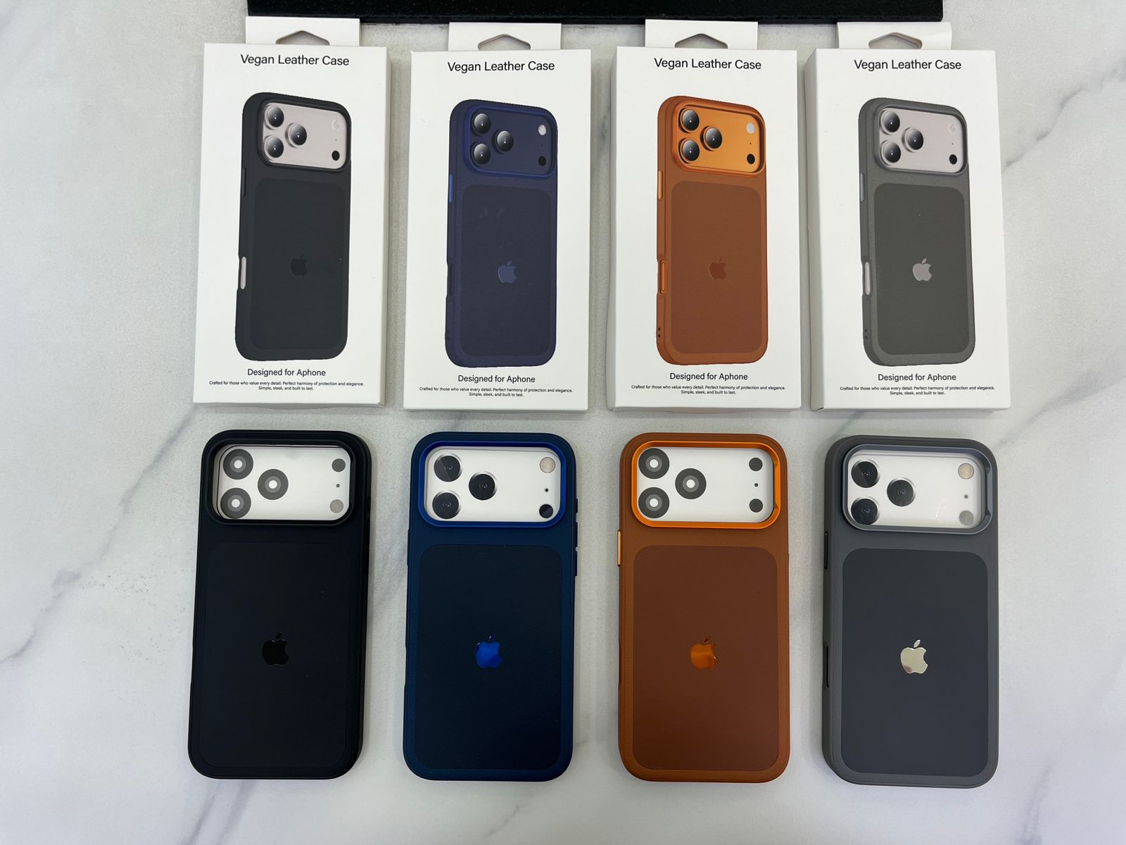 Premium Vegan Leather Case with Camera Protector