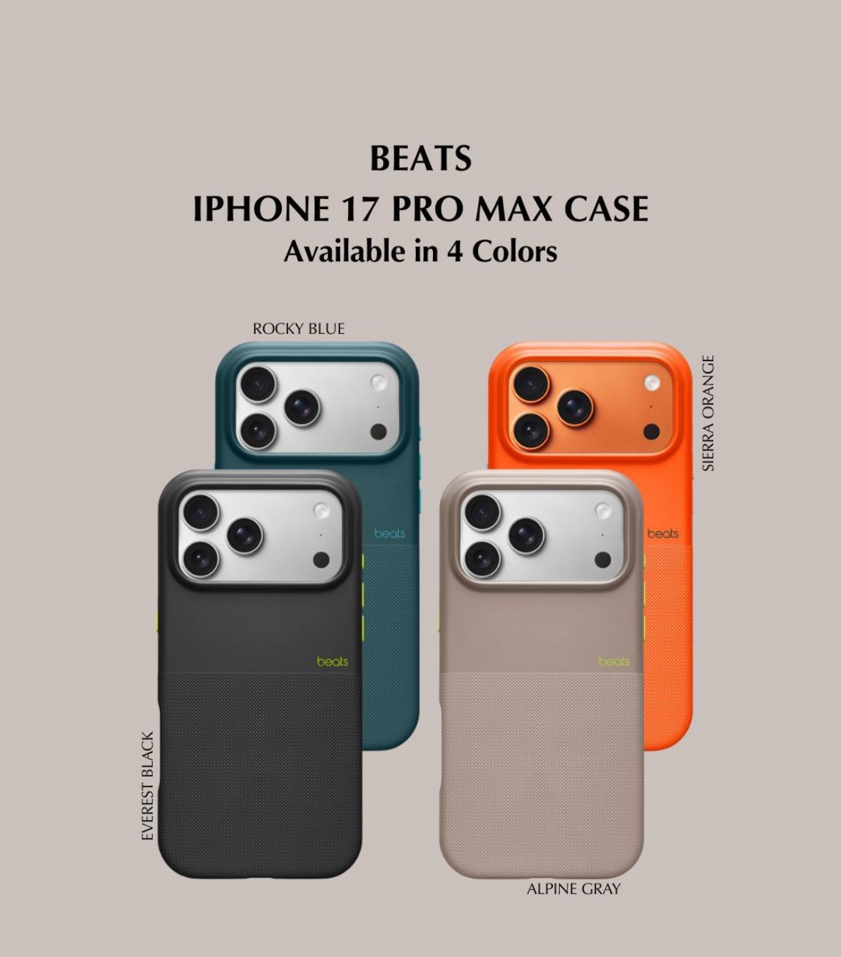 Beats rugged MagSafe case for iPhone 17 Pro Max in multiple colors