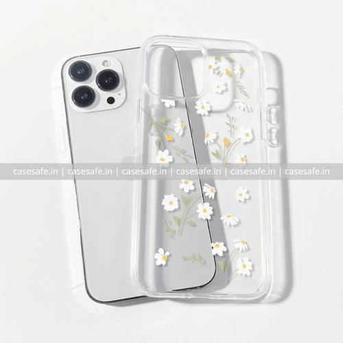 Minimal White Daisy Clear Phone Case