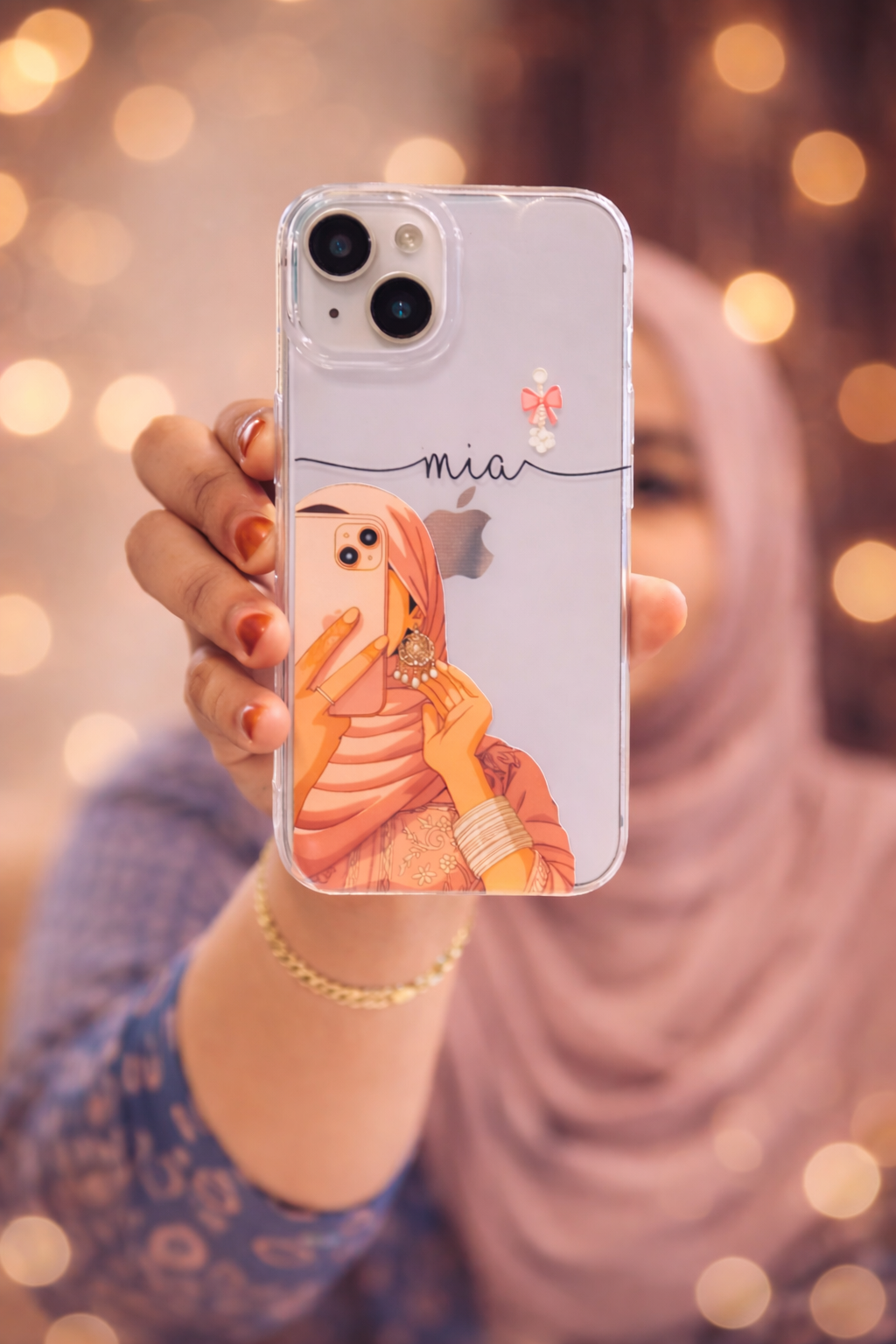custom hijab girl phone case with name aesthetic transparent cover india casesafe