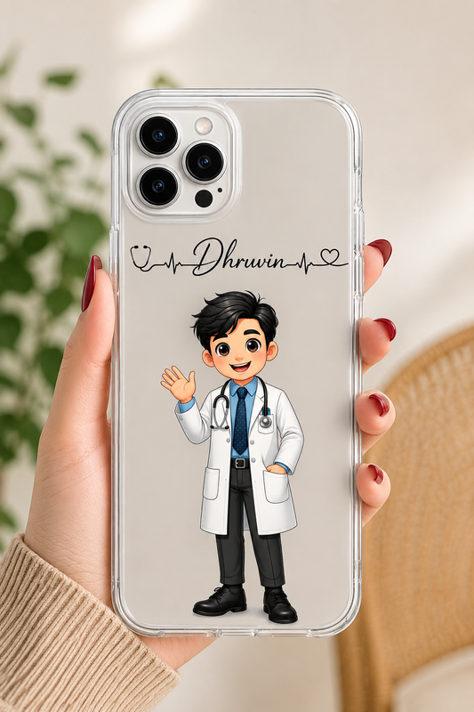 Personalized Doctor Name Phone Case with Custom Medical Illustration for iPhone and Android