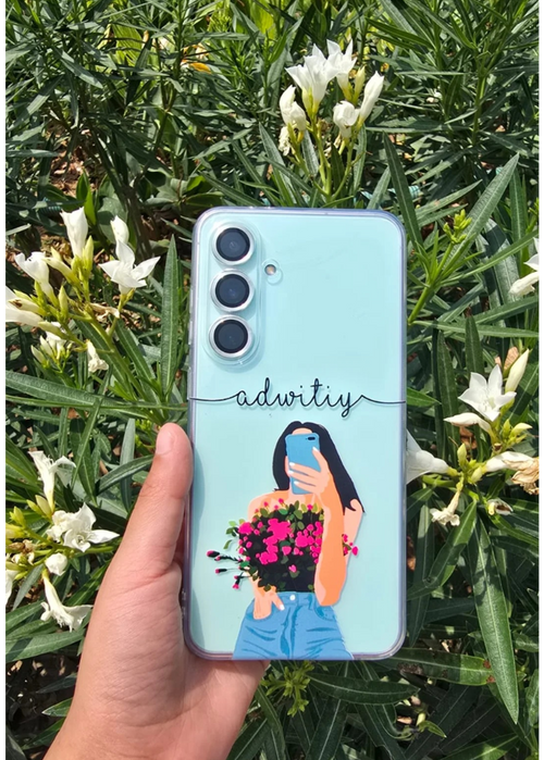 Personalized Floral Girl Phone Case with Name – Aesthetic Transparent Cover
