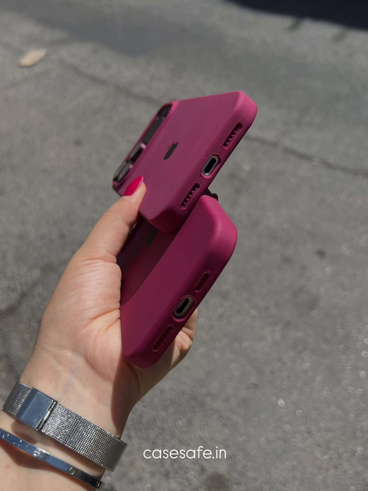 Shockproof Wine Red Silicone Case for iPhone 18 Pro